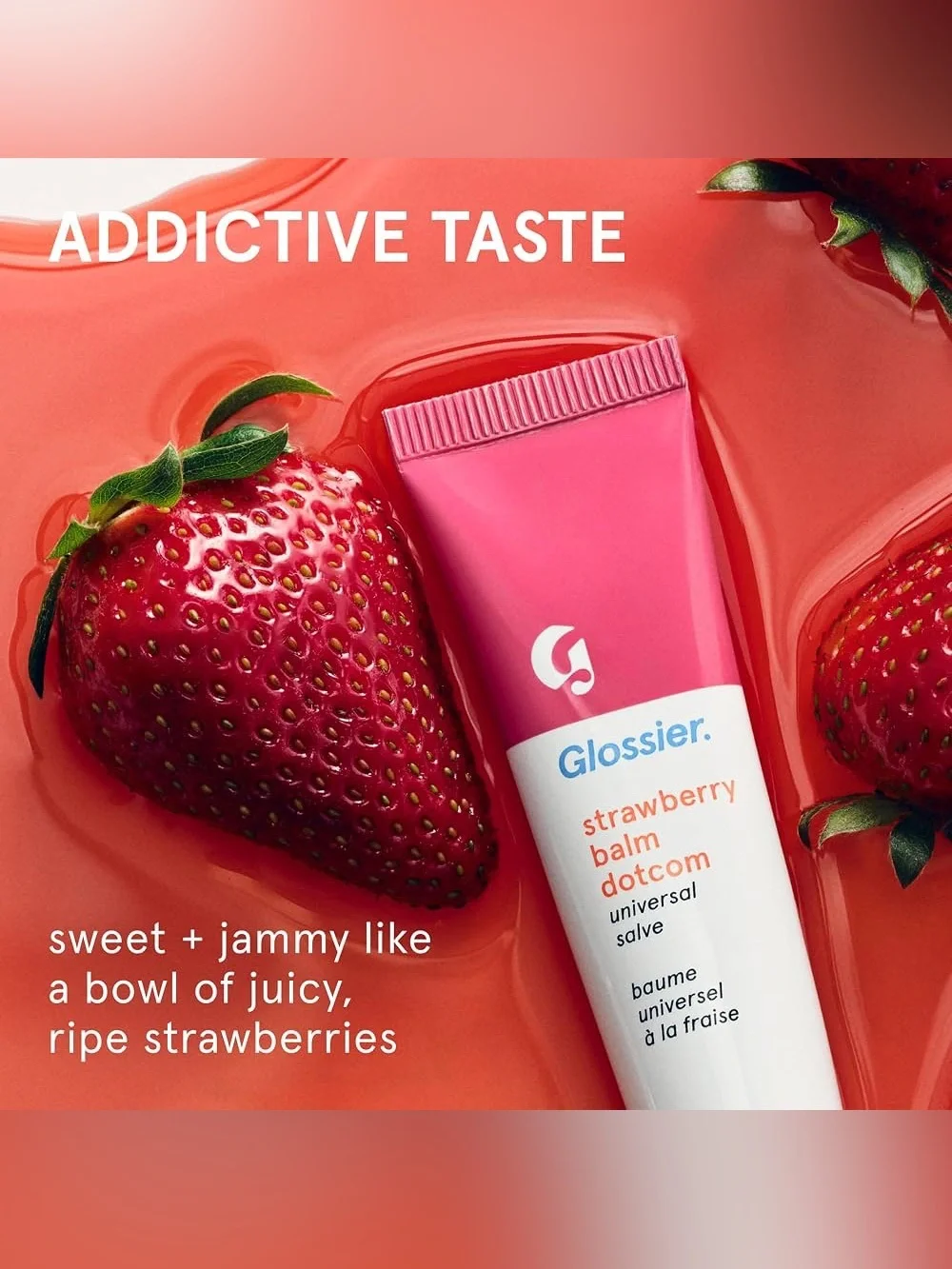 Glossier Strawberry Balm Dotcom — Bright Pink Tube